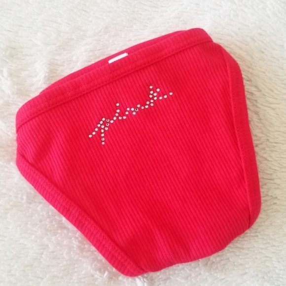 Victoria's Secret PINK Sequin Bling String Bikini Panty Ribbed Red NWT - Picture 9 of 11